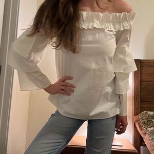 Loveriche Women's Off-Shoulder Ruffle Top - White